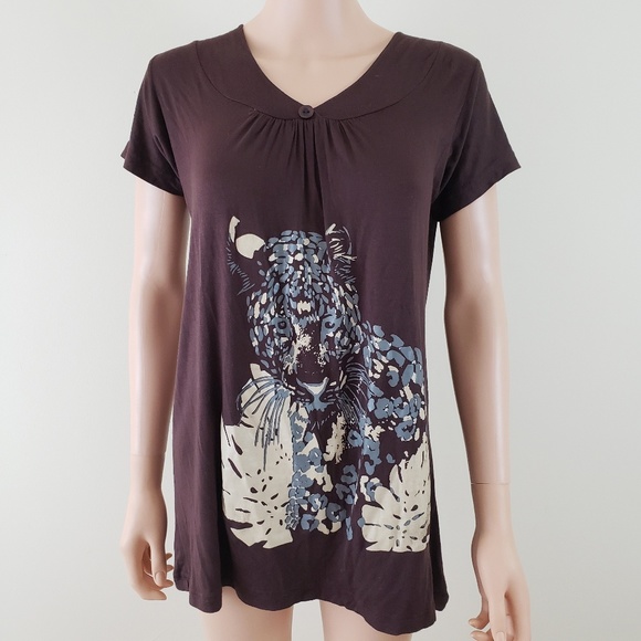 Hello Kitty Tops - Hello Kitty Purple Brown Tunic Top Size Medium